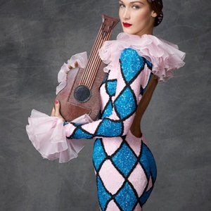 SOLD! SS20 Moschino Guitar Snakeskin Leather Shoulder Bag Picasso Collection